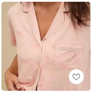 Aerie Real Soft short sleeve pajama shirt Viral Bow Pattern